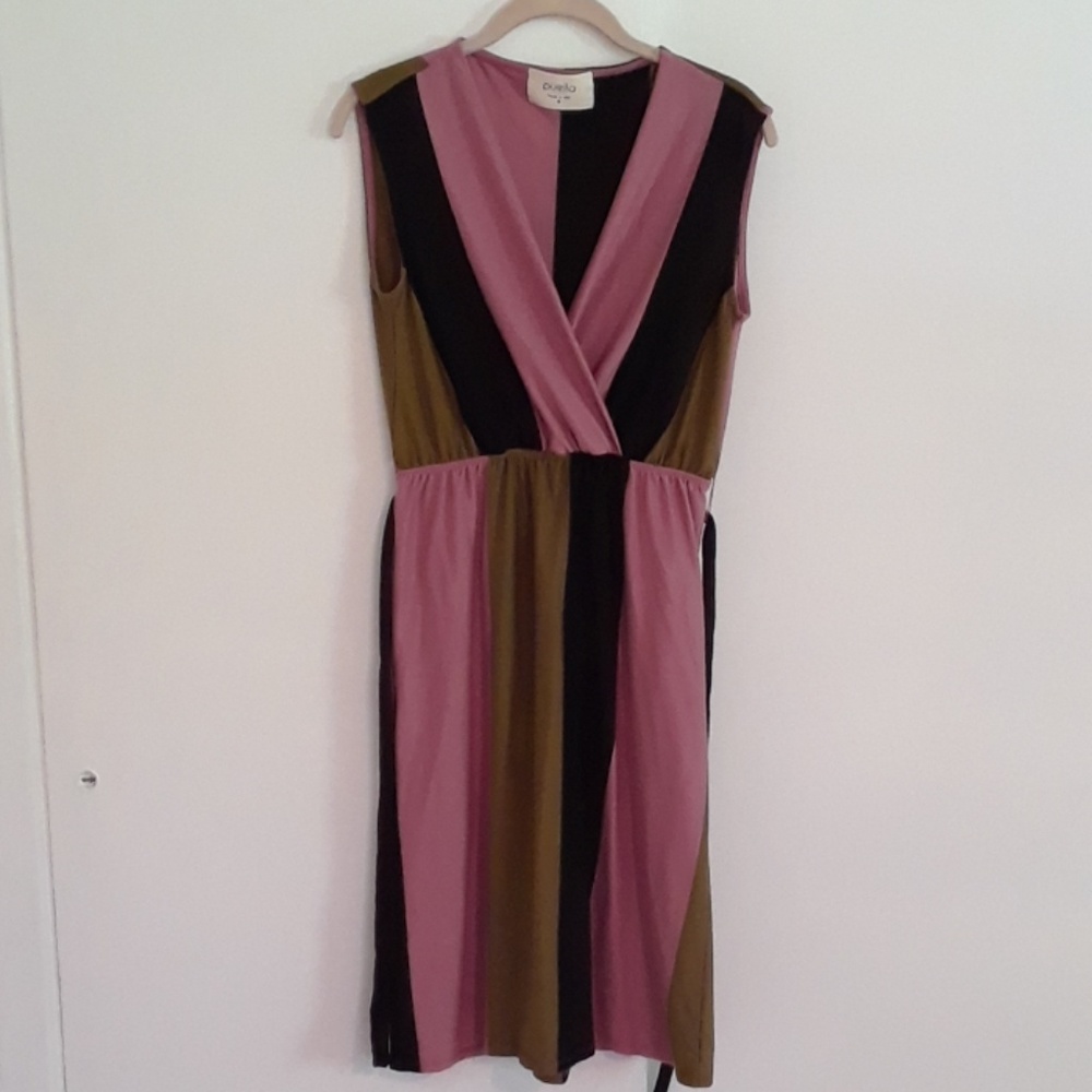 Faux wrap sleeveless dress